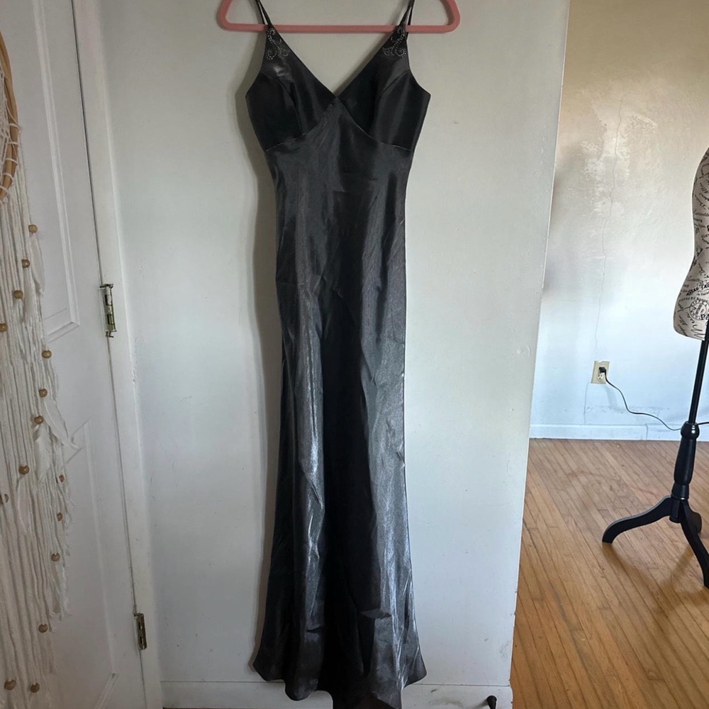 Dave & Johnny Black Satin Prom Dress